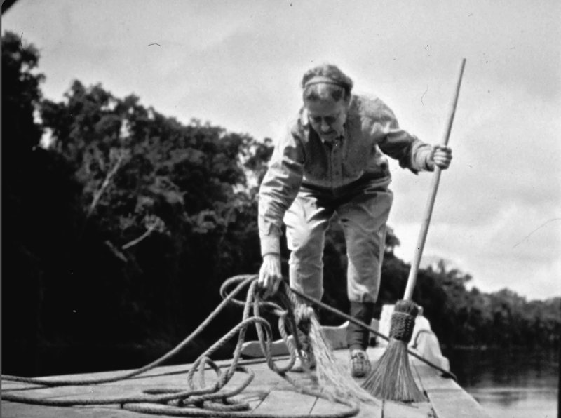 Ruhiyyih Khanum sweeping the deck, South America